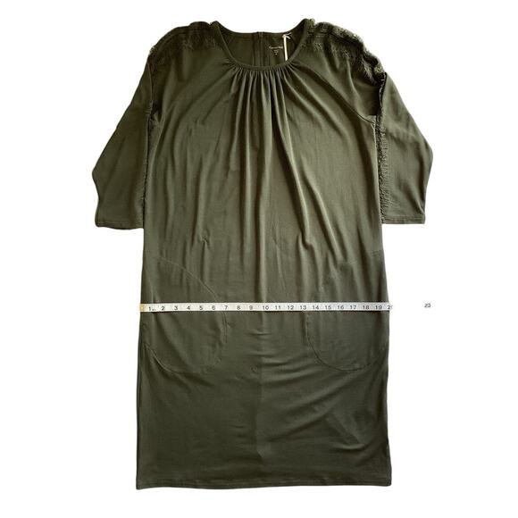 NWT Garnet Hill Luna-Lace Inset Sheath Dress XS Green Stretch Pockets Zip Accent - Picture 13 of 16